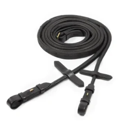 Schockemohle Rubber Rolled Leather Reins Black-Gold