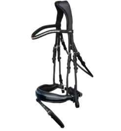 Schockemohle Malibu Rolled Dressage Bridle Black-Patent-Silver