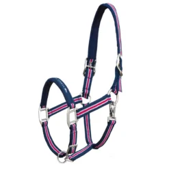 Schockemohle Memphis Headcollar Navy-Red Stripe