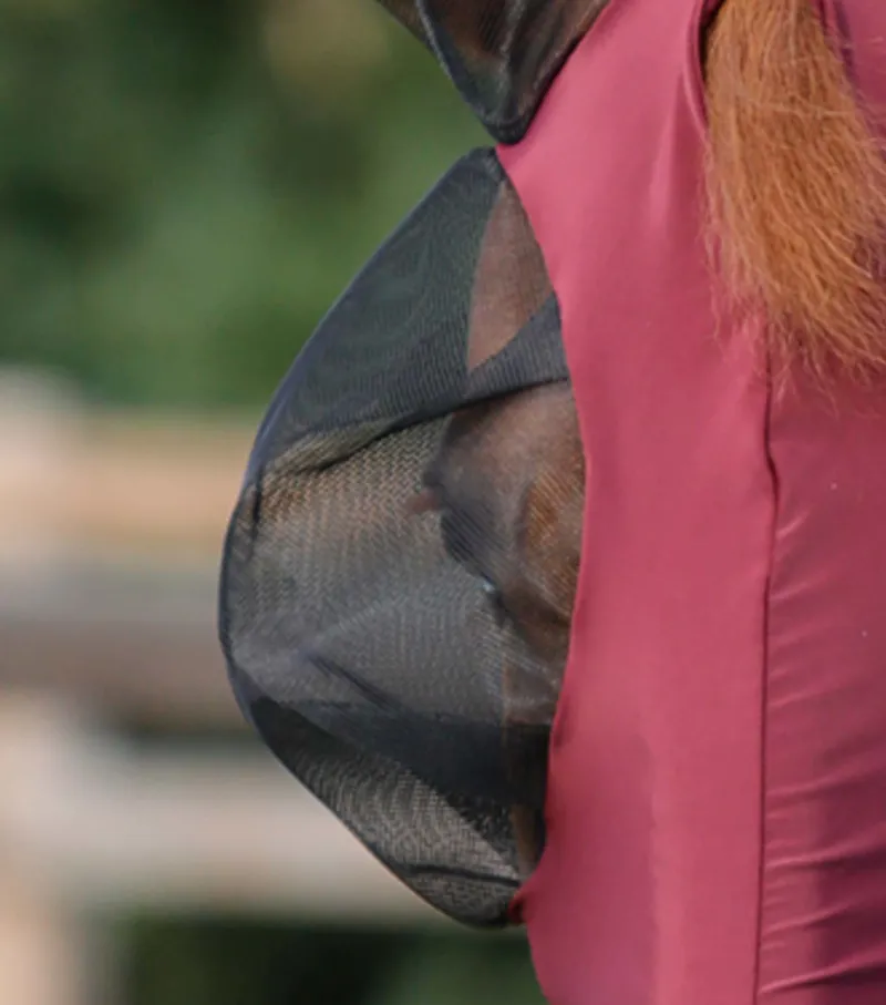 Premier Equine Comfort Tech Xtra Lycra Fly Mask Wine - Image 4