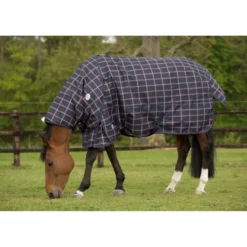 JHL Lightweight Plus Turnout Rug W/Neck In Navy/Burgundy/White
