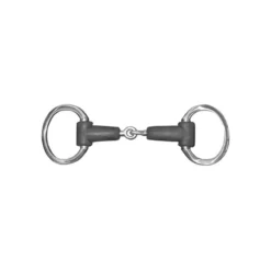 JHL Pro Steel Rubber-Mouth Eggbutt Snaffle In Black