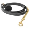 Mark Todd Flat Full Leather Lead W/Brass Chain In Black