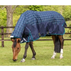 Mark Todd Heavyweight Combo Turnout Rug In Navy/Jade/Beige Plaid