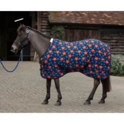 Mark Todd Mediumweight Pony Stable Rug In Navy/Orange Stars