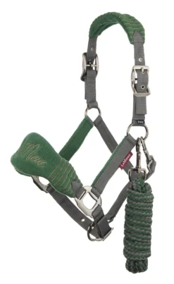 LeMieux Vogue Fleece Headcollar With Rope Hunter Green