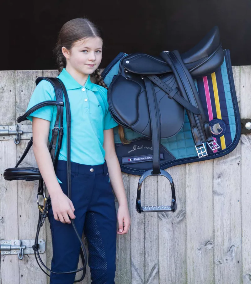 Premier Equine My Pony Jack Cotton GP/Jump Glitter Saddle Pad Turquoise - Image 2