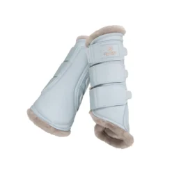 Eskadron Platinum Faux Leather Faux Fur Tendon Boots - Powder Blue